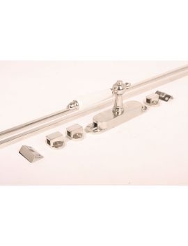 Krukespagnolet kruk 740 met stangen maat 2400mm in Blinkend nikkel met wit porselein.