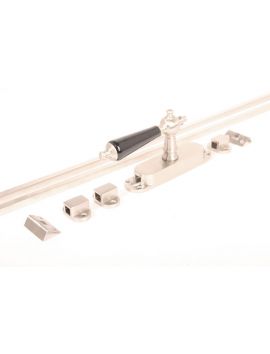 Krukespagnolet kruk 962 met stangen maat 2400mm in Geborsteld Nikkel met zwart porselein.