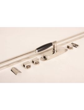 Krukespagnolet kruk 992 tonmodel kort met stangen maat 2400mm in Blinkend nikkel met zwart ebbenhout.