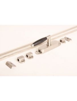 Krukespagnolet kruk 992 tonmodel kort met stangen maat 2400mm in Geborsteld nikkel met zwart ebbenhout.