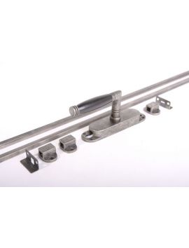 Krukespagnolet Rechts met stangen maat 2400mm in Zilver antiek met zwart ebbenhout.