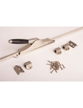 schuifespagnolet tonmodel inclusief stangen maat 2500mm in Geborsteld nikkel met zwart ebbenhout.