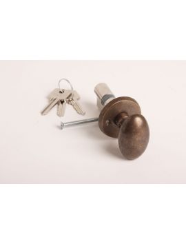 cilinder slot profiel met ovale knop 594 maat 30x30mm in Nikkel met brons antiek.
