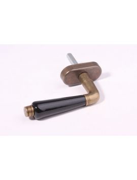 Draai kiep systeem met kruk 799 maat 110mm in Brons Antiek met zwart porselein.