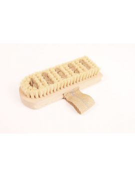 handborstel leer maat 175mm in borstel met leer en houten handvat.